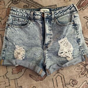 Forever 21 Women's High Waisted Distressed Denim Shorts
